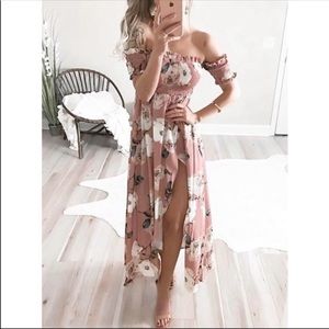 Pink floral maxi dress